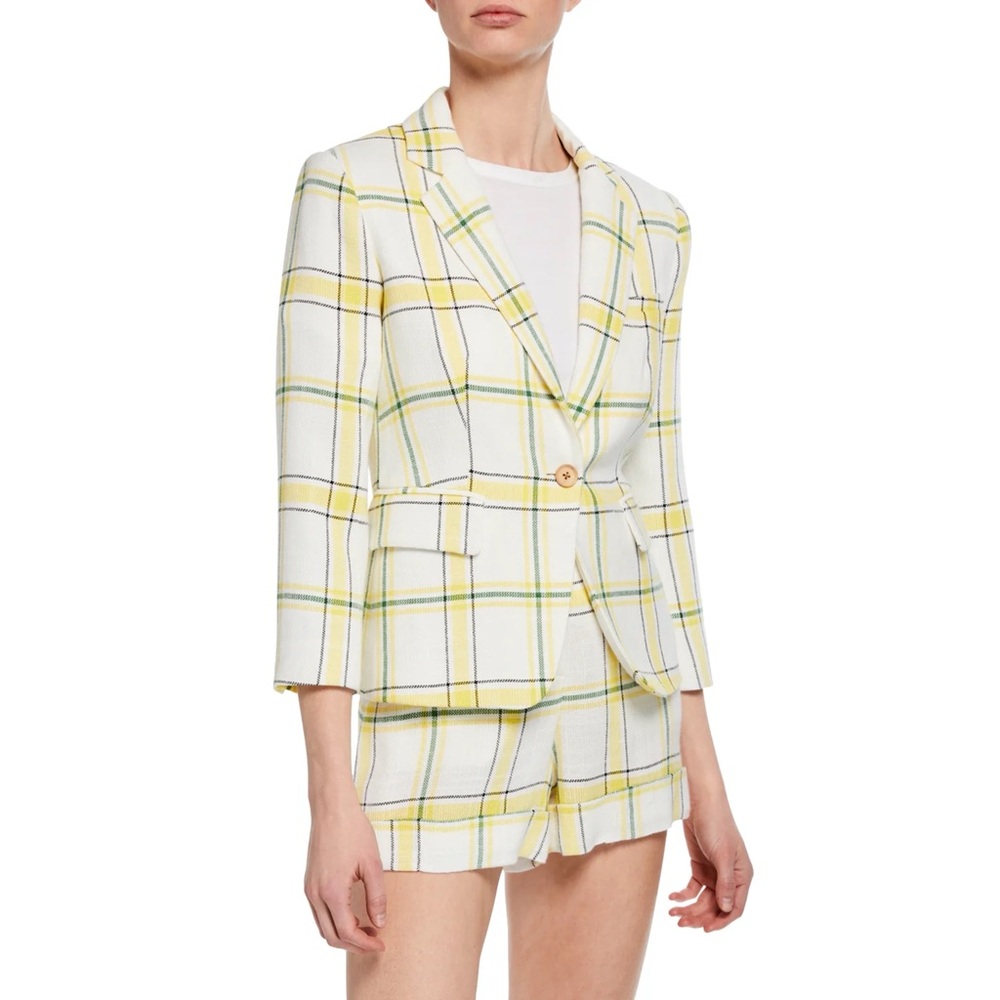 NWOT $595 Veronica Beard Schoolboy Shrunken Plaid Dickey Blazer Jacket Size 8